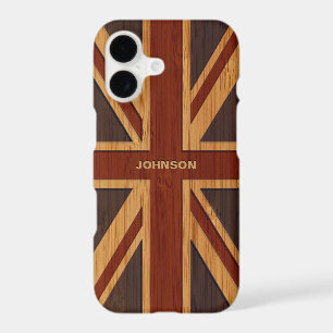 Bamboo Look & Engraved Vintage UK Flag Union Jack