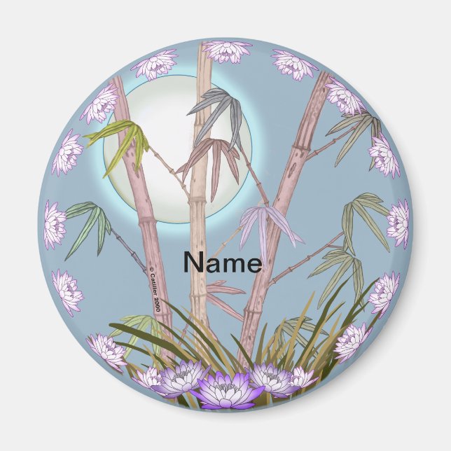 Bamboo Lotus Moon magnet  (Front)