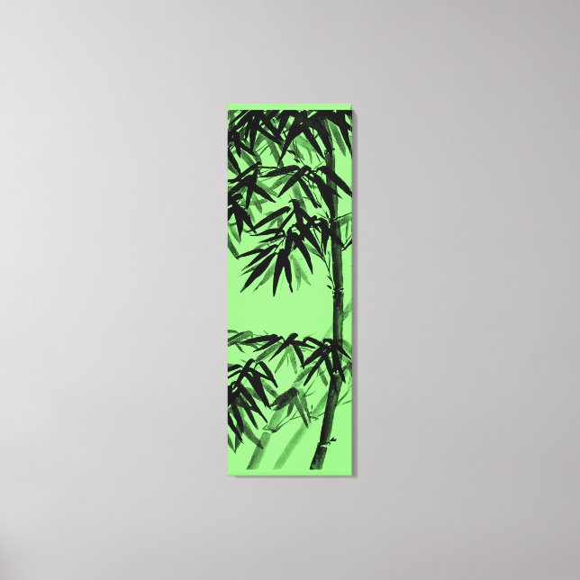 Bamboo - olive green - bw canvas print (Front)
