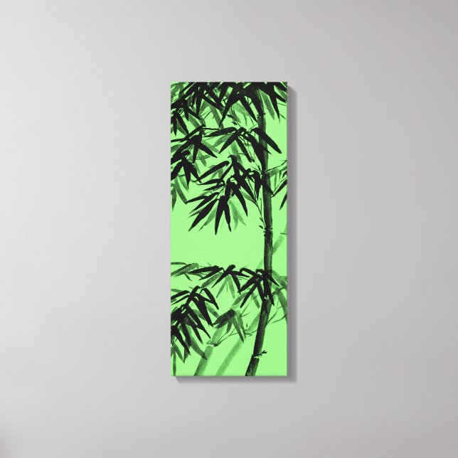 Bamboo - olive green - bw canvas print (Front)