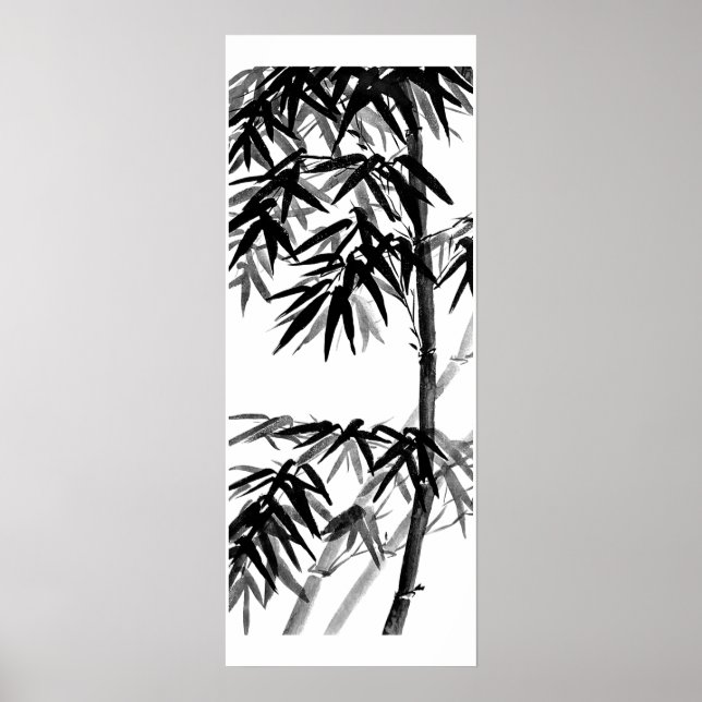 Bamboo - olive green - bw poster (Front)