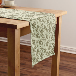 Bamboo on Beige Sheers - seamless surface pattern. Short Table Runner