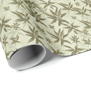 Bamboo on Beige Sheers - seamless surface pattern. Wrapping Paper