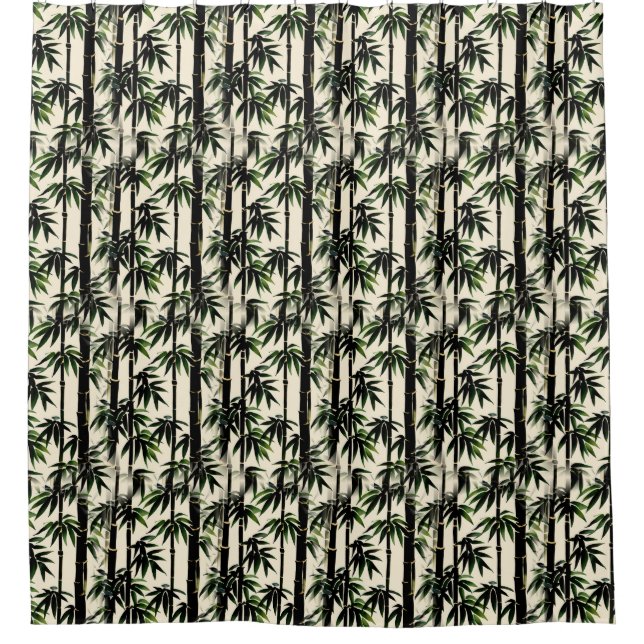 Bamboo on Beige Shower Curtain (Front)