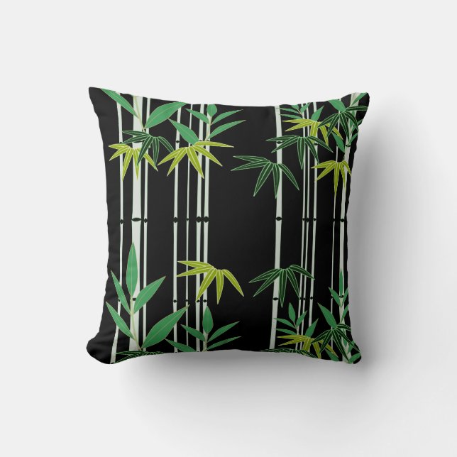 Bamboo on Black Cushion (Front)