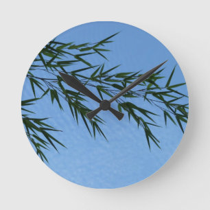 bamboo on cloud sky round clock