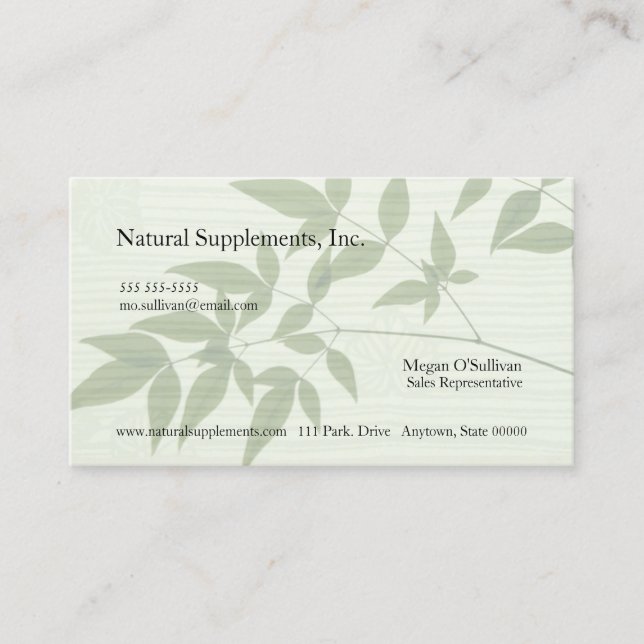 Bamboo on patterned background business card (Front)