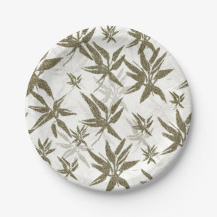 Bamboo on White Sheers - seamless surface pattern. Paper Plate