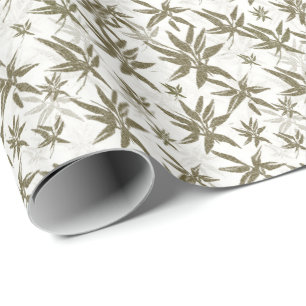 Bamboo on White Sheers - seamless surface pattern. Wrapping Paper