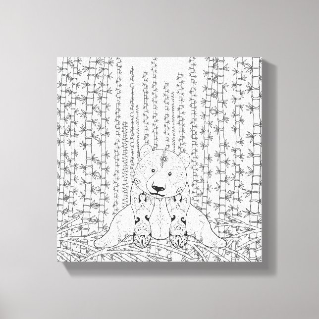 Bamboo Panda Doodle 6 Canvas Print (Front)