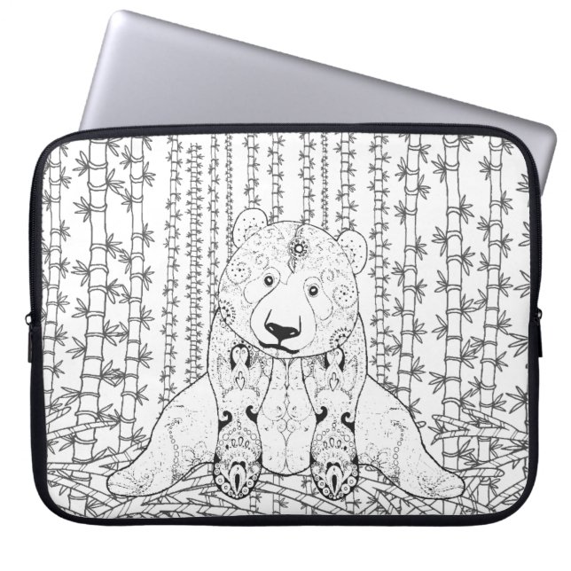 Bamboo Panda Doodle Laptop Sleeve (Front)