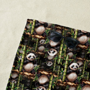 Bamboo Panda Pattern Design Beach Towel