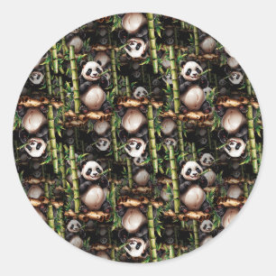 Bamboo Panda Pattern Design  Classic Round Sticker