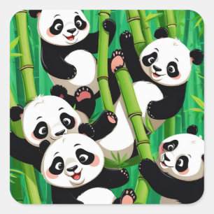Bamboo Panda Square Sticker