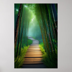 Bamboo Passage, A Stunning Wooden Path Poster