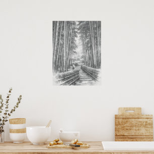 Bamboo Path in Light -Yang   Japanese Zen Wall Art