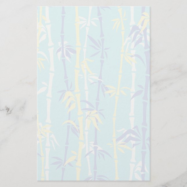 Bamboo pattern turquoise, blue, yellow custom stationery (Front)