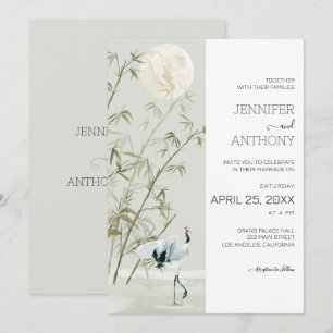 Bamboo Plants and Crane Wedding Invitation