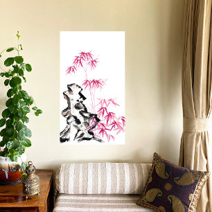 Bamboo - red canvas print