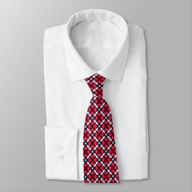 Bamboo Red Crosses Tie (Tied)