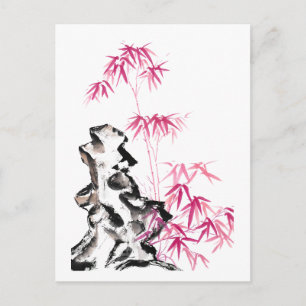Bamboo - red postcard