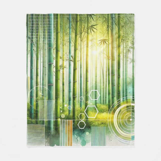 Bamboo Serenity Geometric Fleece Blanket (Front)