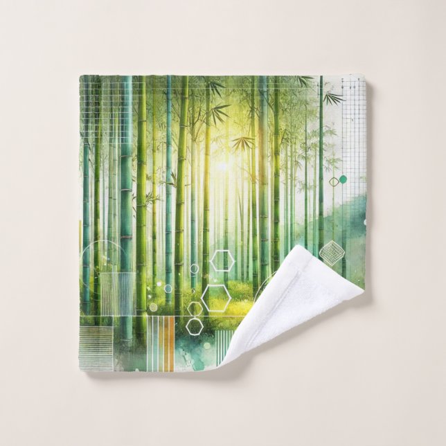 Bamboo Serenity Geometric Pattern Towel (Wash Cloth)