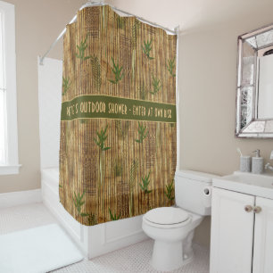 Bamboo shower curtain with customisable text