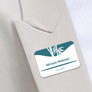 Bamboo Silhouette Life Coach Teal & White Name Tag