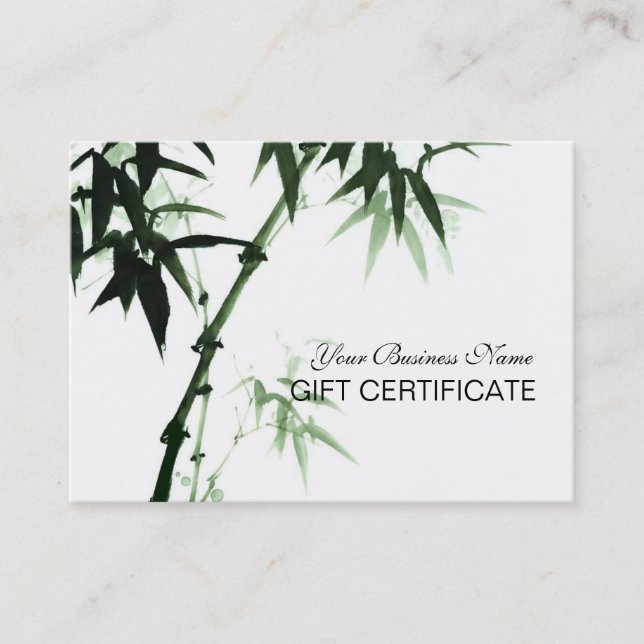 Bamboo Stalks Oriental Zen Touch Gift Certificate (Front)
