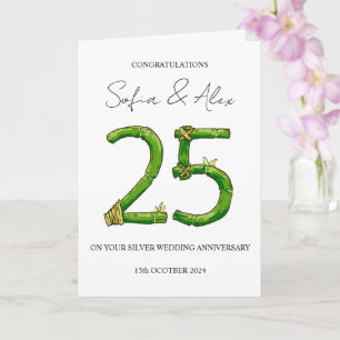 Bamboo Style 25th wedding anniversary greeting Card