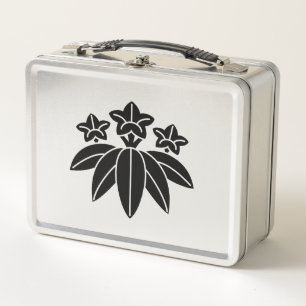 Bamboo-style gentian metal lunch box