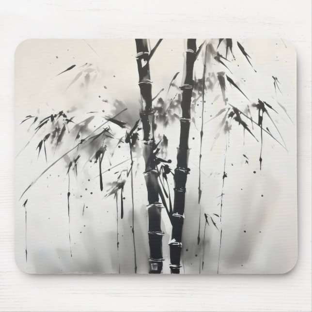 Bamboo Sumi-e Ink Painting Mouse Mat (Front)