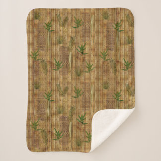 Bamboo Tapa Cloth Sherpa Blanket