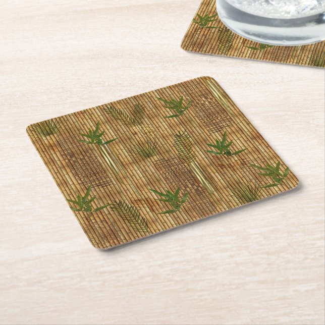 Bamboo Tapa Cloth Square Paper Coaster (Angled)