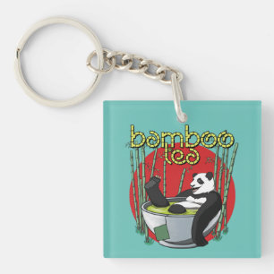 Bamboo Tea Drinker Panda Key Ring