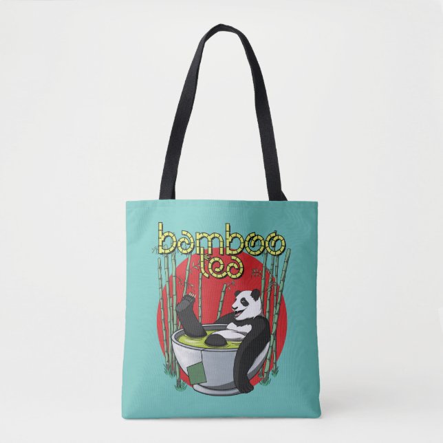 Bamboo Tea Drinker Panda Tote Bag (Front)