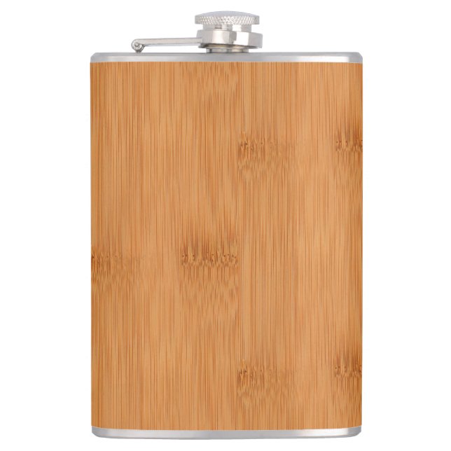 Bamboo Toast Wood Grain Look Hip Flask (Front)