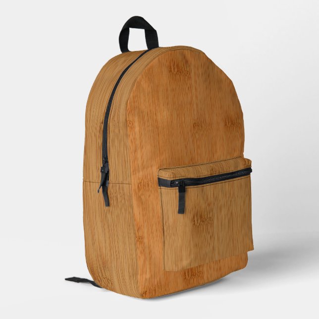 Bamboo Toast Wood Grain Look Printed Backpack (Back Corner Left)