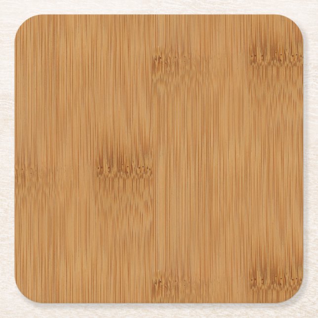 Bamboo Toast Wood Grain Look Square Paper Coaster (Front)