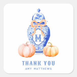 Bamboo Topiary Garden   Chinoiserie  Thank You  Square Sticker