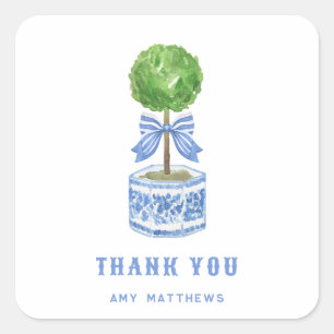 Bamboo Topiary Garden   Chinoiserie  Thank You  Square Sticker