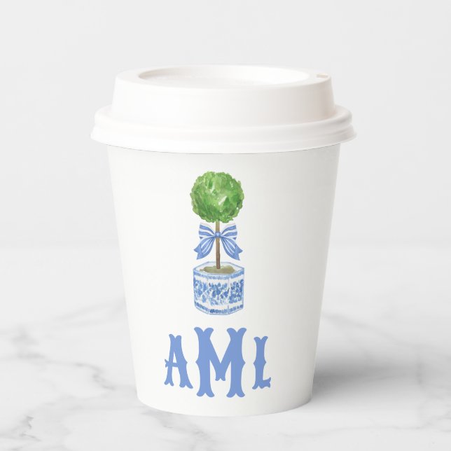 Bamboo Topiary Garden | Monogram Paper Cups (Front)