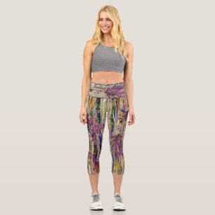 Bamboo Tree Digital Painting Original Art Yoga Mat Capri Leggings