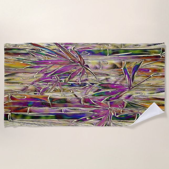 Bamboo Tree Digital Painting Original Beach Towel (Front)