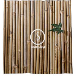 Bamboo Wall with Customisable Logo and Text Shower Curtain