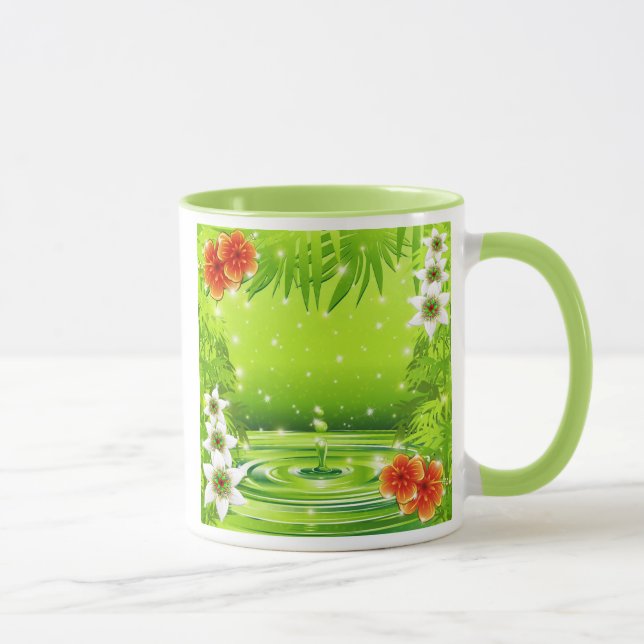 Bamboo, Water and Tropical Flowers Mug (Right)