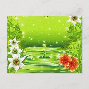 Bamboo, Water and Tropical Flowers Postcard