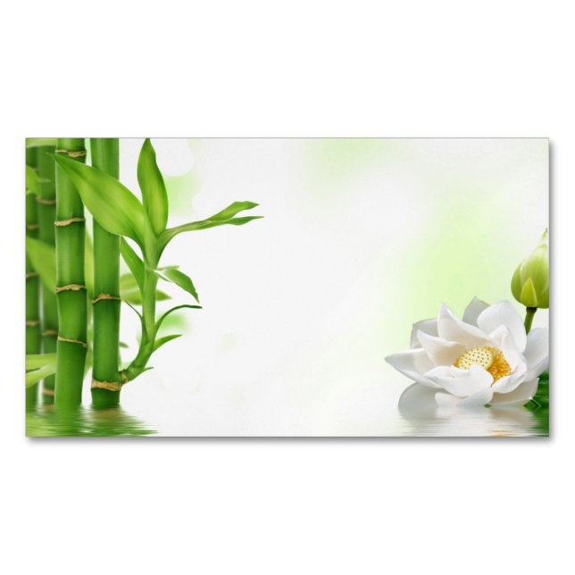 Bamboo Water Lotus Spa Skin Care Massage Salon Magnetic Business Card (Front)
