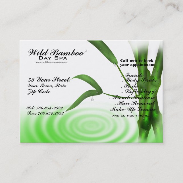 Bamboo Water Ripple Spa Business Card (Front)